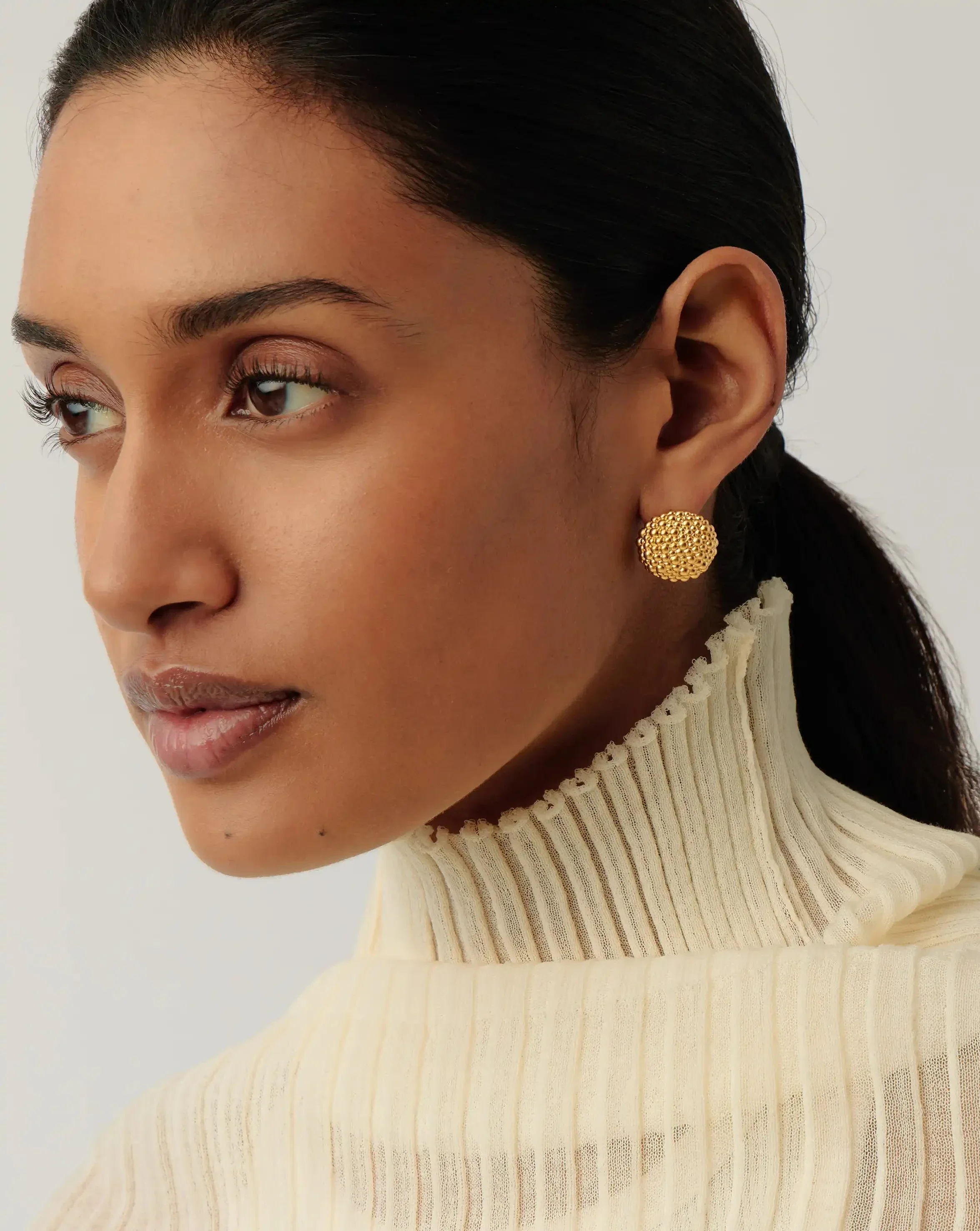 Baya Dome Stud Earrings | 18ct Gold Plated - Image 2
