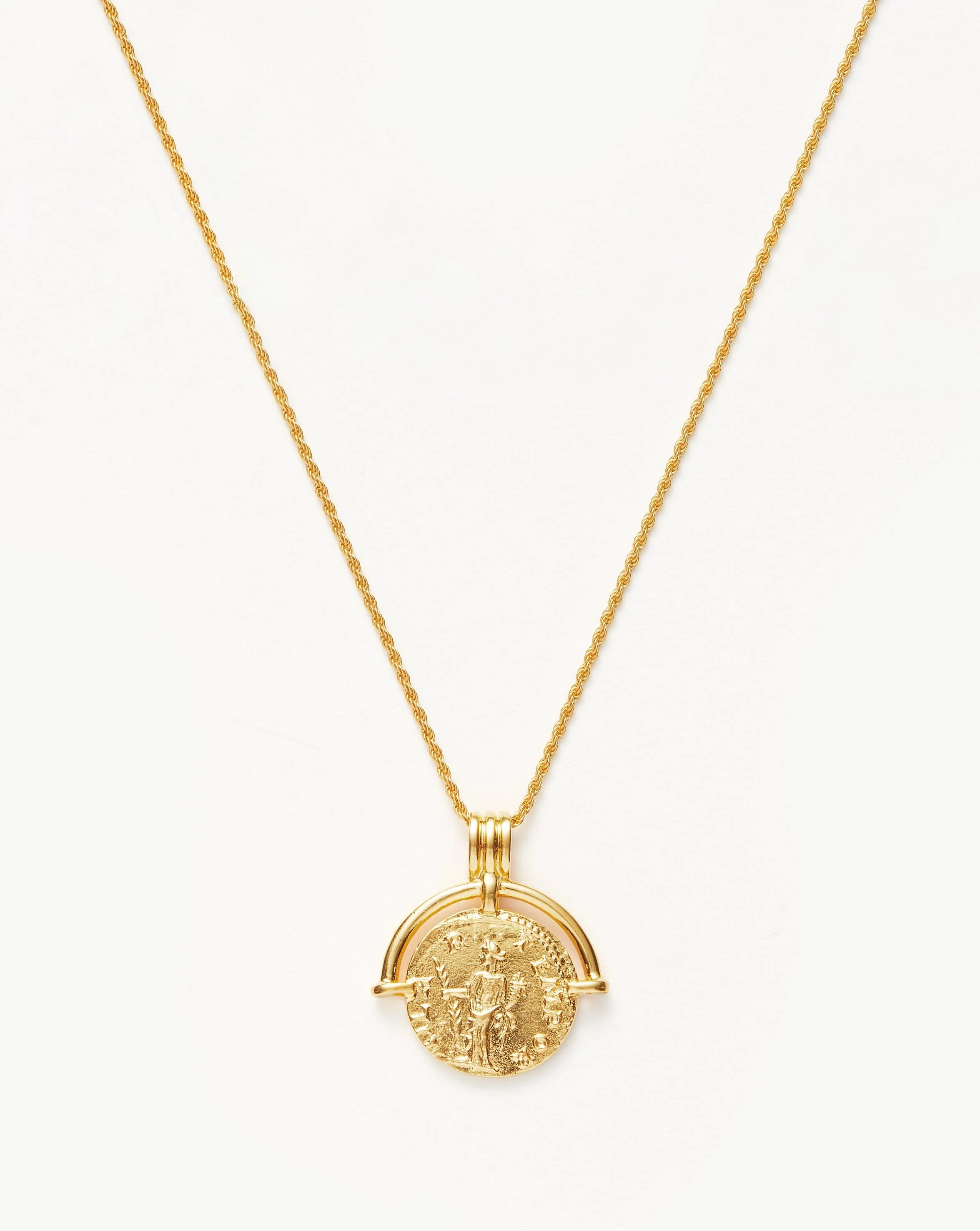 Lucy Williams Engravable Roman Arc Coin Necklace | 18ct Gold Plated