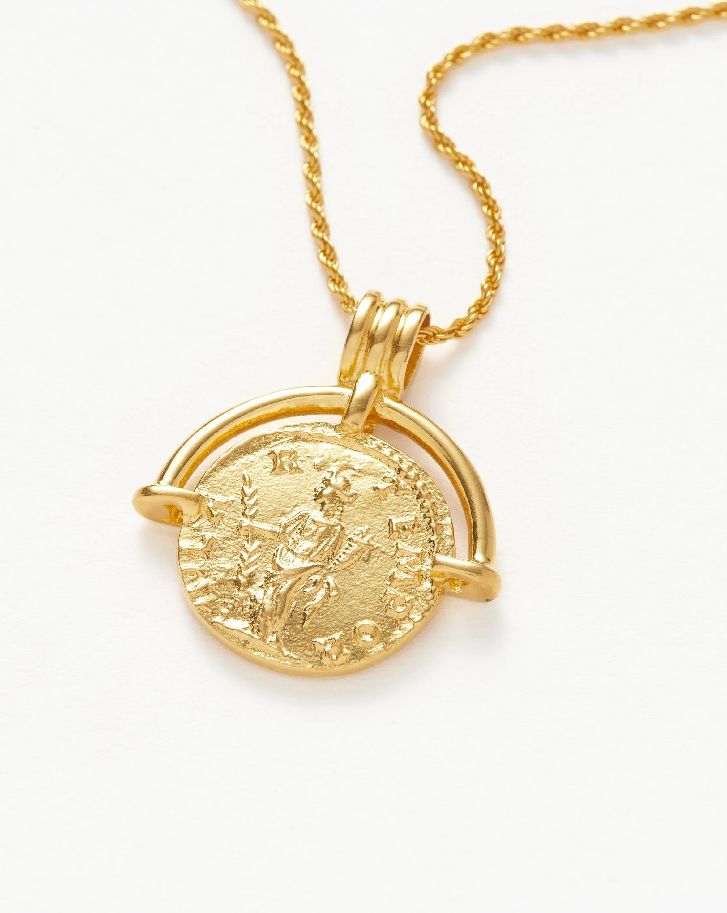 Lucy Williams Engravable Roman Arc Coin Necklace | 18ct Gold Plated - Image 4