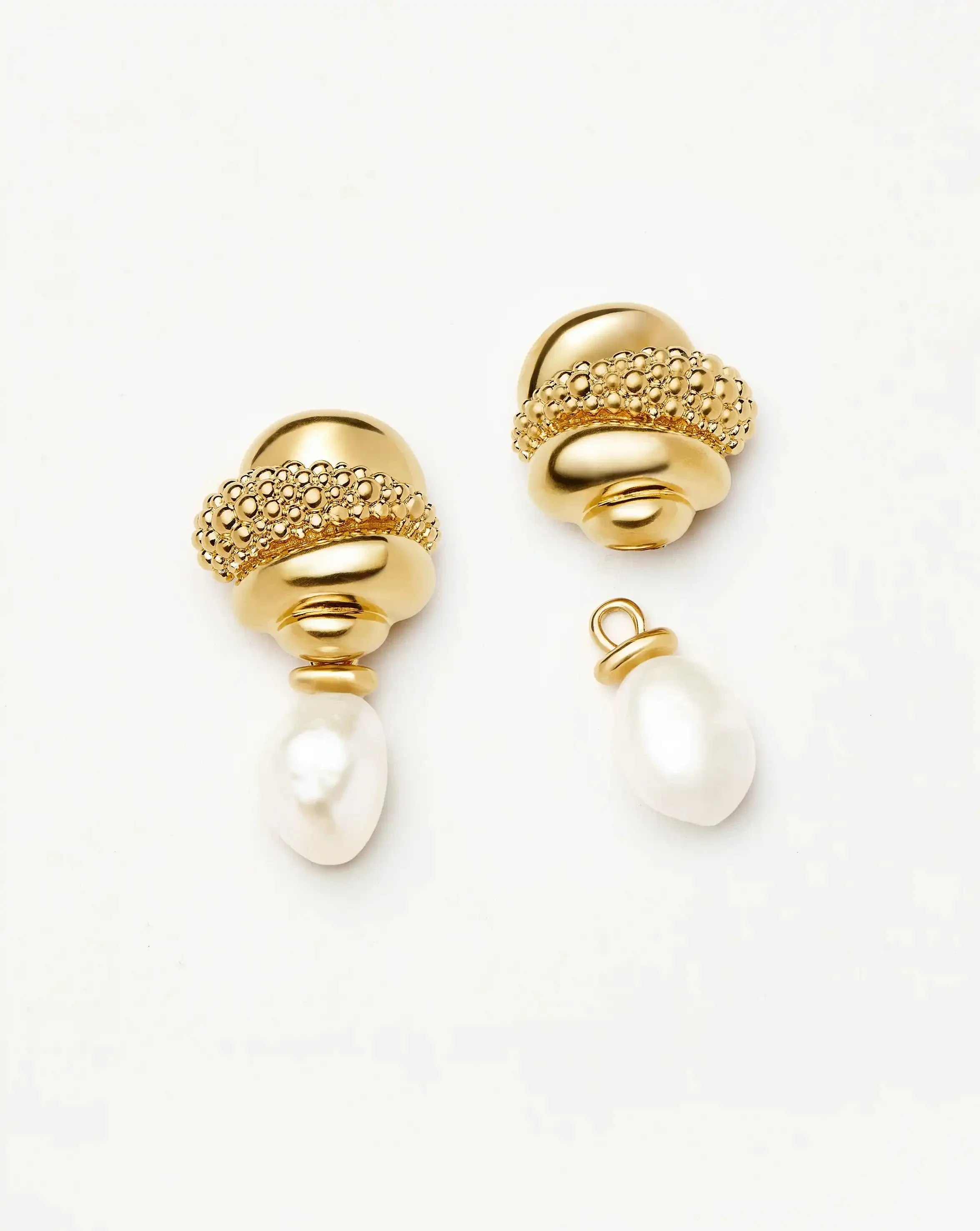 Pearl Baya Charm Drop Earrings | 18ct Gold Plated/Pearl - Image 4