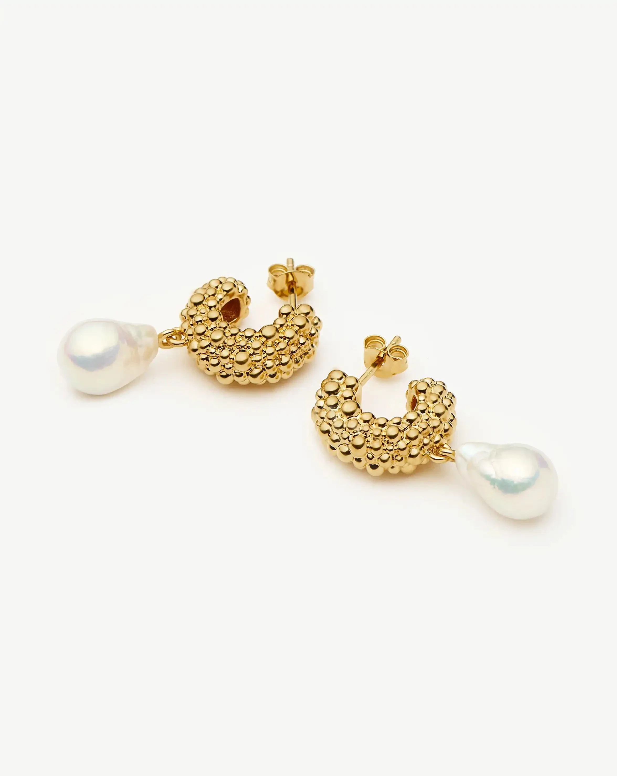 Pearl Baya Charm Hoop Earrings | 18ct Gold Plated/Pearl - Image 4