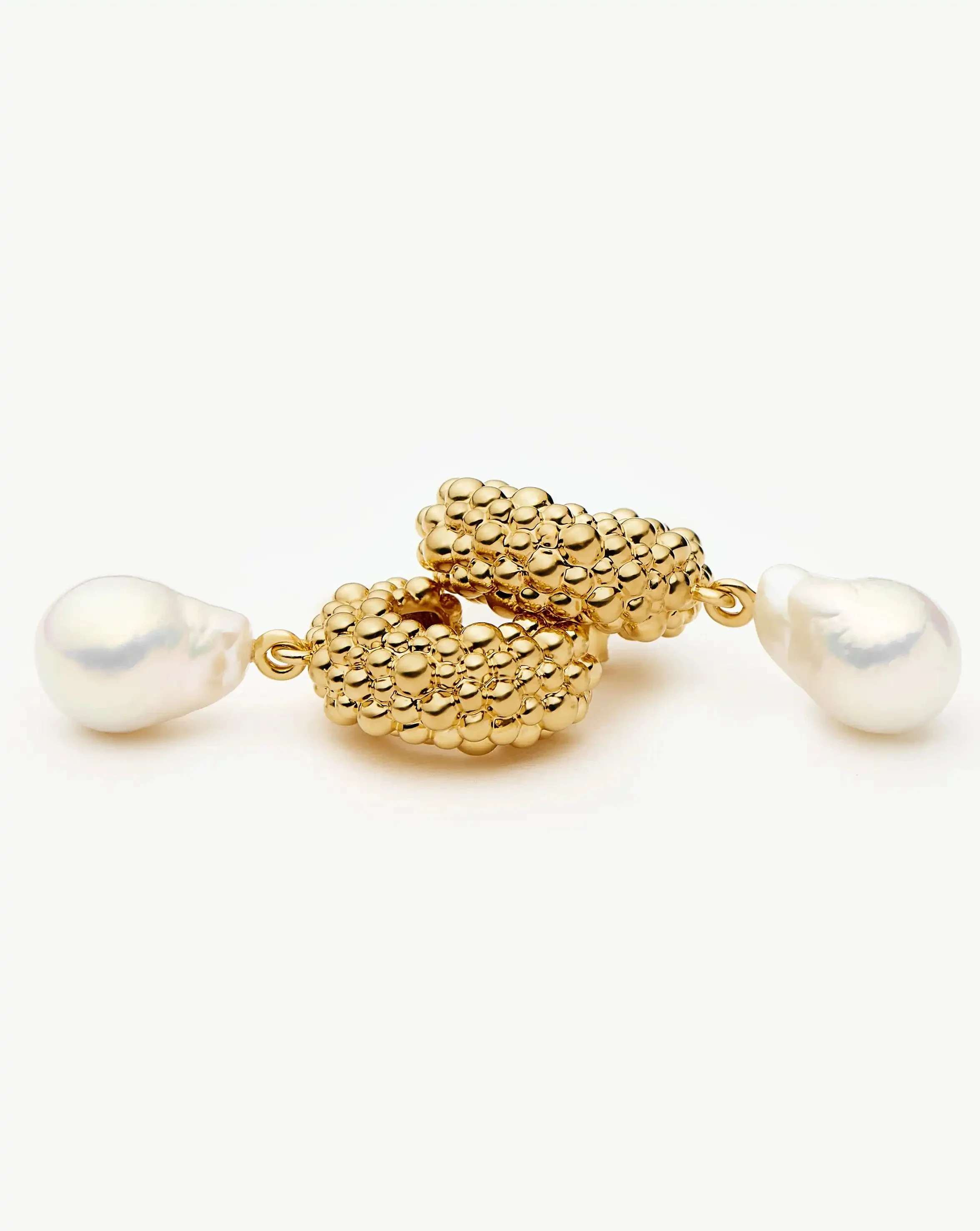 Pearl Baya Charm Hoop Earrings | 18ct Gold Plated/Pearl - Image 5