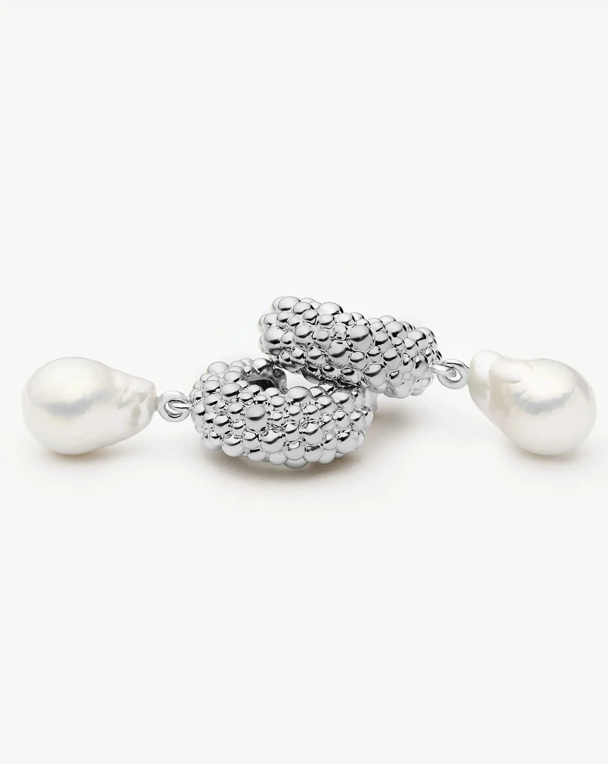 Pearl Baya Charm Hoop Earrings | Silver Plated/Pearl - Image 8